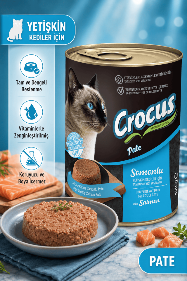 Crocus Yetişkin Kedi Somonlu Pate Yaş Mama 400g