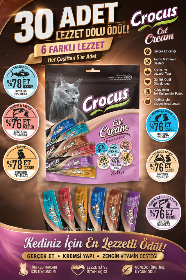 Crocus Multıpack 6 Çeşit Krema Kedi Ödülü 30x15gr