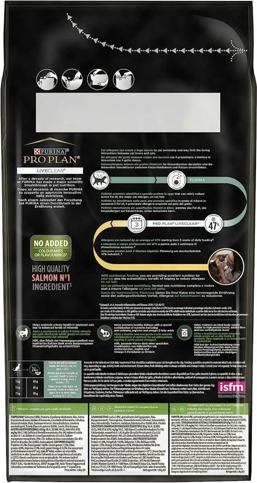 Pro Plan LiveClear Somonlu Alerjen Azaltan Kısırlaştırılmış Kedi Maması 1,4kg