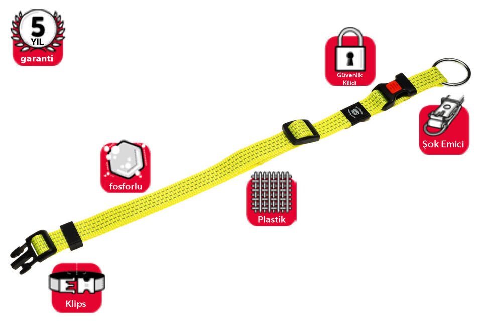 Karlıe Kilitli Boyun Tasma L 45-65 Cm Sarı