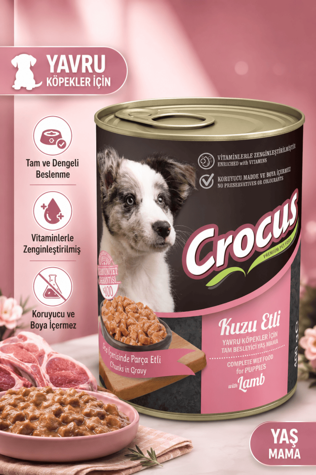 Crocus Yavru Köpek Kuzu Etli Yaş Mama 400g