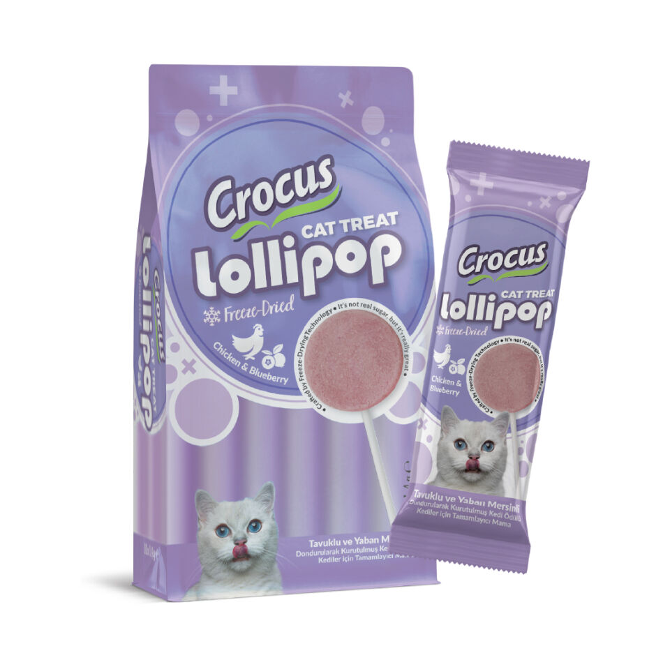 Crocus Tavuklu Ve Yaban Mersinli Kedi Lolipop