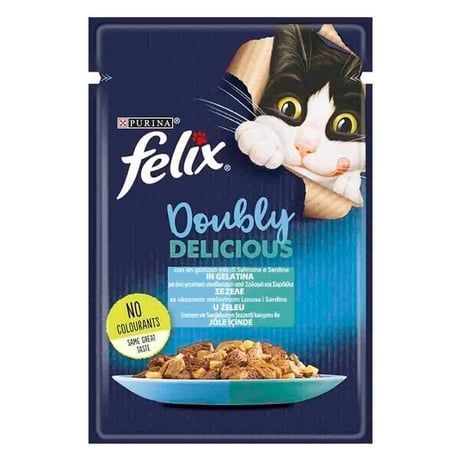 Felix Somonlu ve Sardalyalı Yetişkin Kedi Konserve Maması 85 Gr