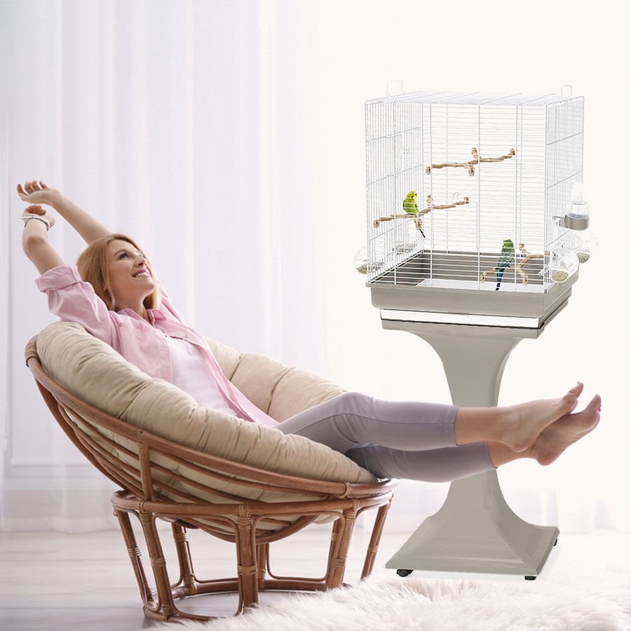 Imac Camılla Ayaklı Kuş Kafesi Kahve/gold 50x30x56/127cm