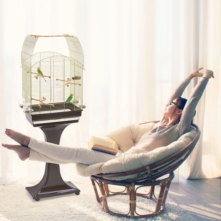 Imac Agata Delux Ayaklı Üstü Açılır Kuş Kafesi Mavi/mor 58x33x62,5cm