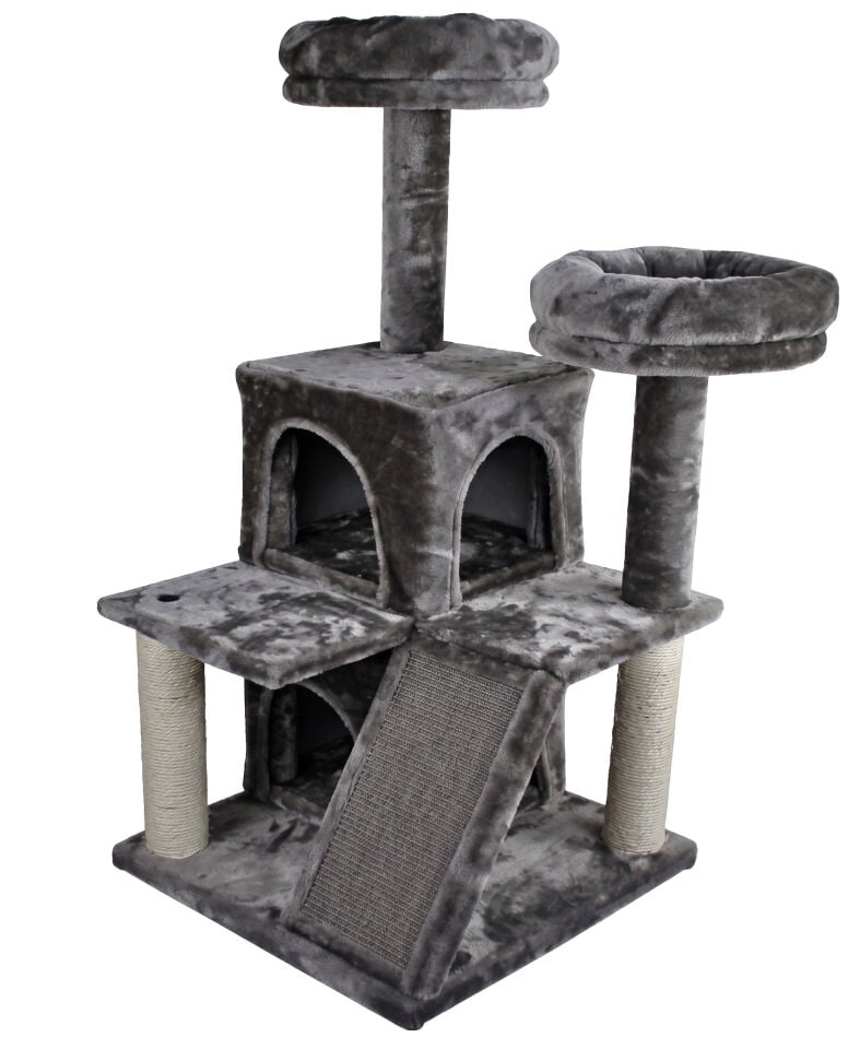 Tommy Çok Katlı Lüks Kedi 50x50x116 Evli Tırmalama Gri