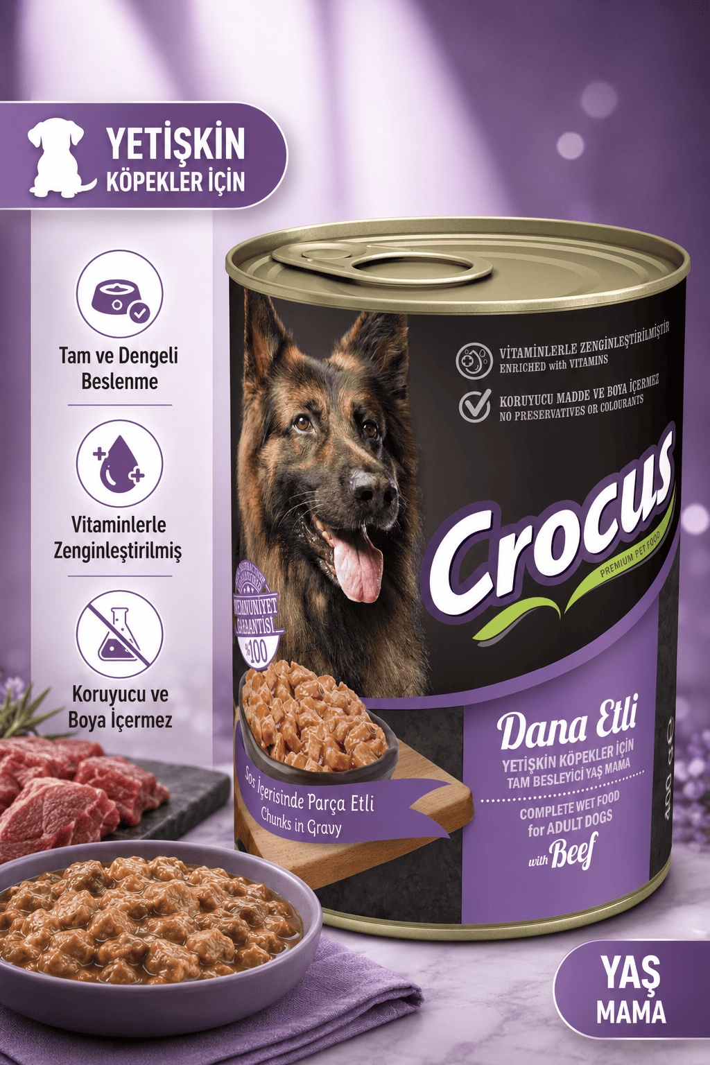 Crocus Yetişkin Köpek Dana Etli Yaş Mama 400g