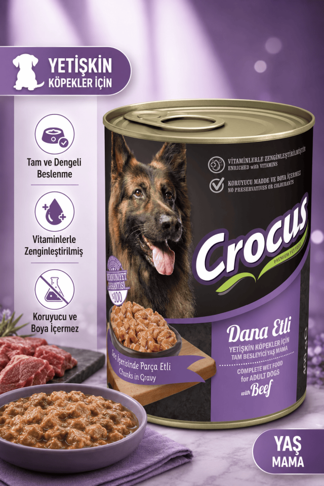 Crocus Yetişkin Köpek Dana Etli Yaş Mama 400g