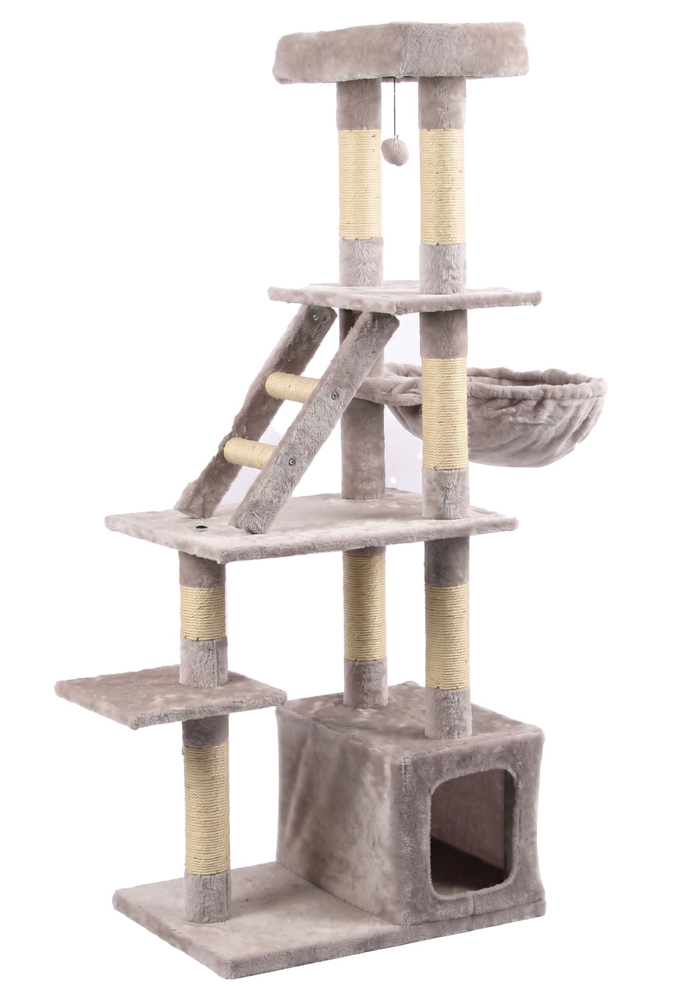Tommy Çok Katlı Lüks Kedi 60x40x148 Evli Tırmalama Gri