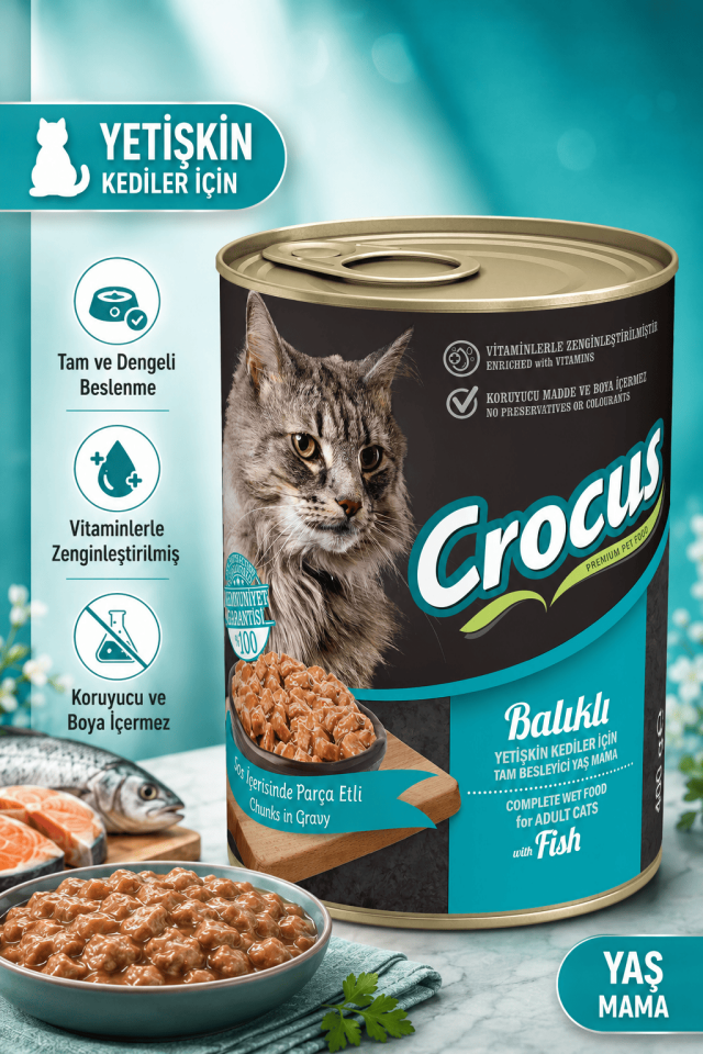 Crocus Yetişkin Kedi Balıklı Yaş Mama 400g