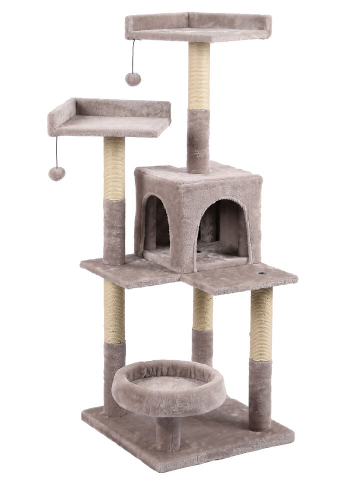 Tommy Çok Katlı Lüks Kedi 45x45x121 Evli Tırmalama Bej