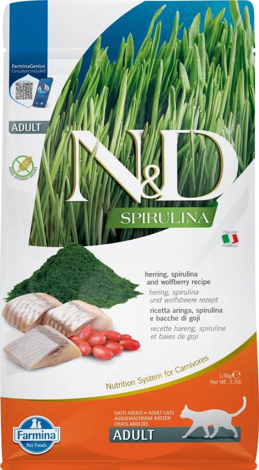 N&D Spirulina Herring Cat Adult 1,5 kg