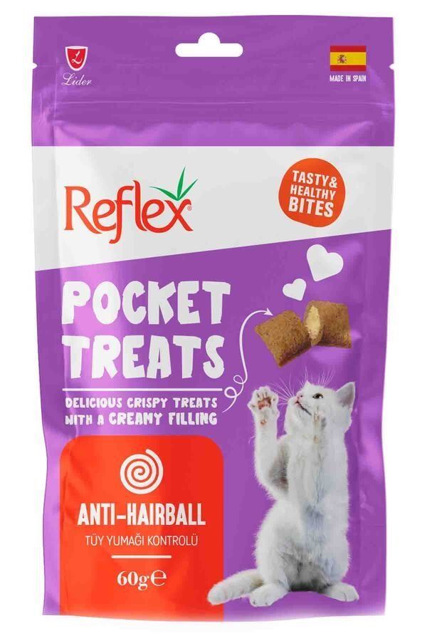Reflex Pocket Treats Anti-Hairball Tüy Yumağı Kontrolü Kedi Ödül Maması 60gr
