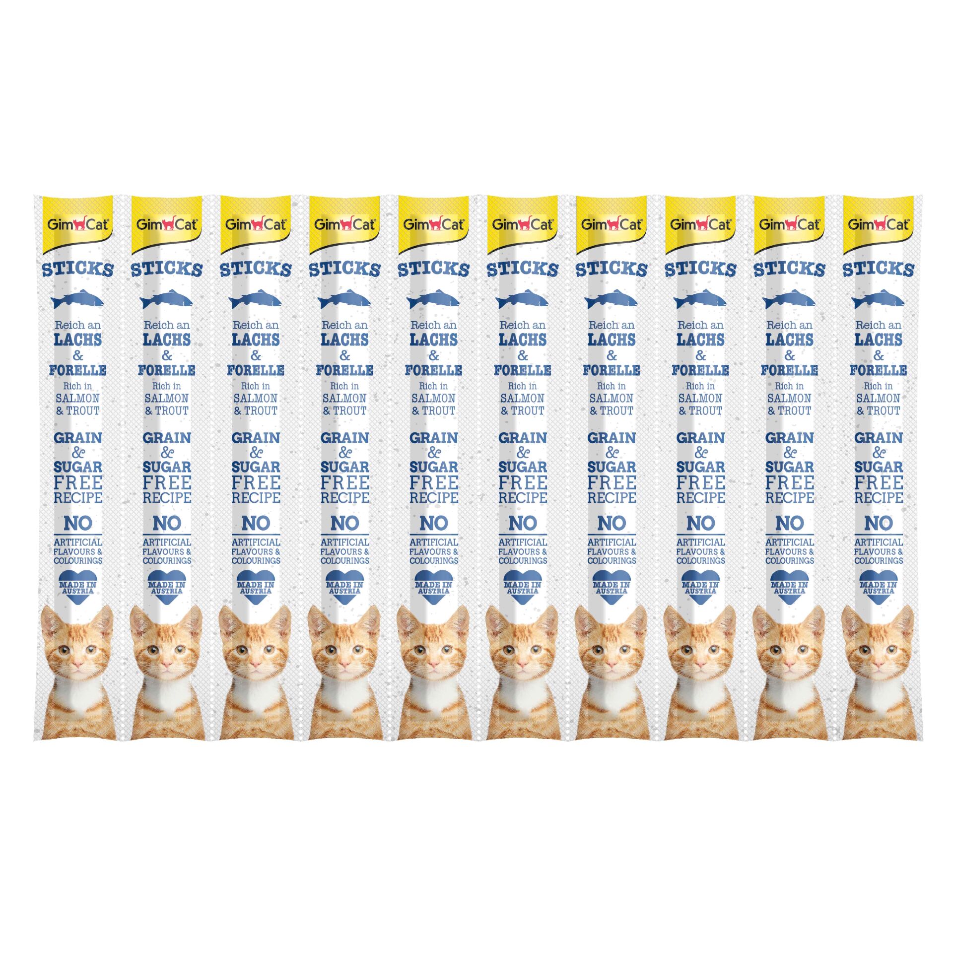 GimCat Sticks Somonlu ve Alabalıklı Kedi Ödül Çubuğu 50gr (10'lu)