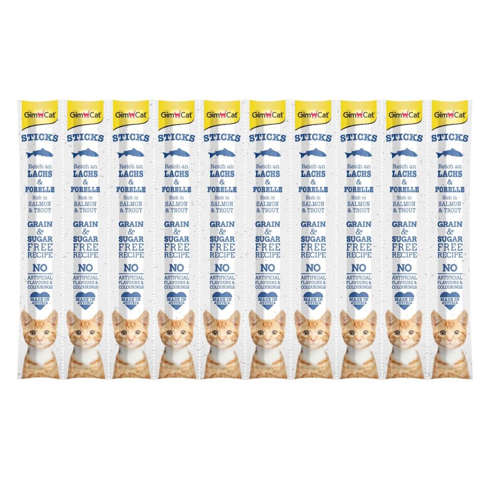 GimCat Sticks Somonlu ve Alabalıklı Kedi Ödül Çubuğu 50gr (10'lu)