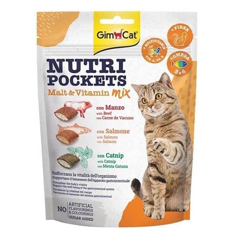GimCat Nutripockets Malt ve Multivitamin Kedi Ödül Maması 150gr