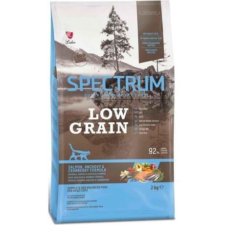 Spectrum Low Grain Somonlu Hamsili ve Kızılcıklı Yetişkin Kedi Maması 2 Kg