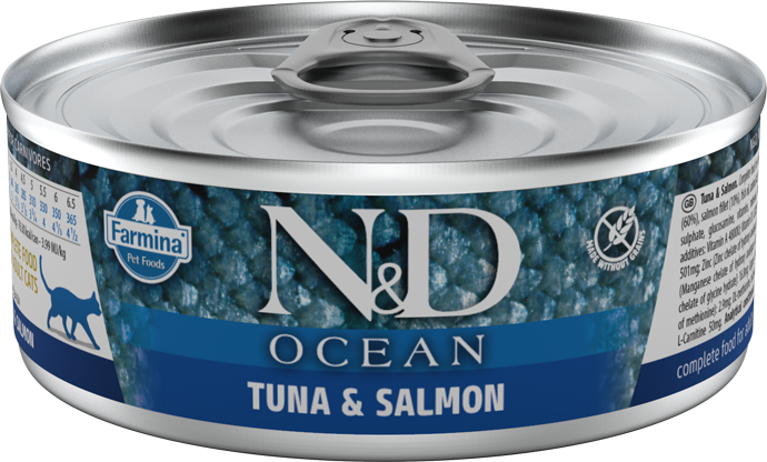 N&D Ton Balıklı Somonlu Tahılsız Yetişkin Kedi Konservesi 70 gr