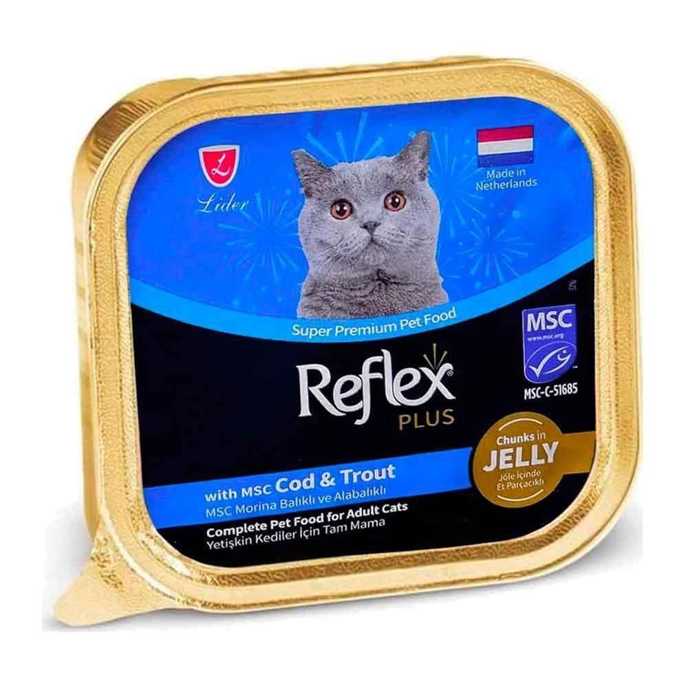 Reflex Plus Jelly Morina Balıklı ve Alabalıklı Et Parçacıklı Kedi Yaş Maması 85gr
