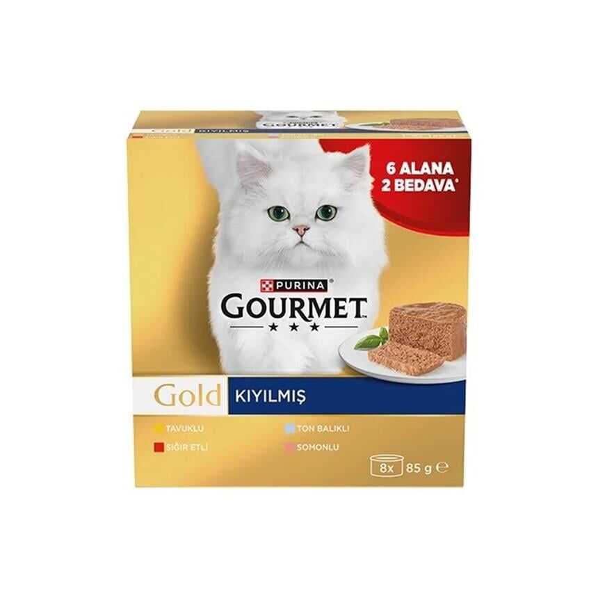 Gourmet Gold Kıyılmış Karışık Çeşitli Yetişkin Kedi Konservesi 8x85gr (8 AL 6 ÖDE)