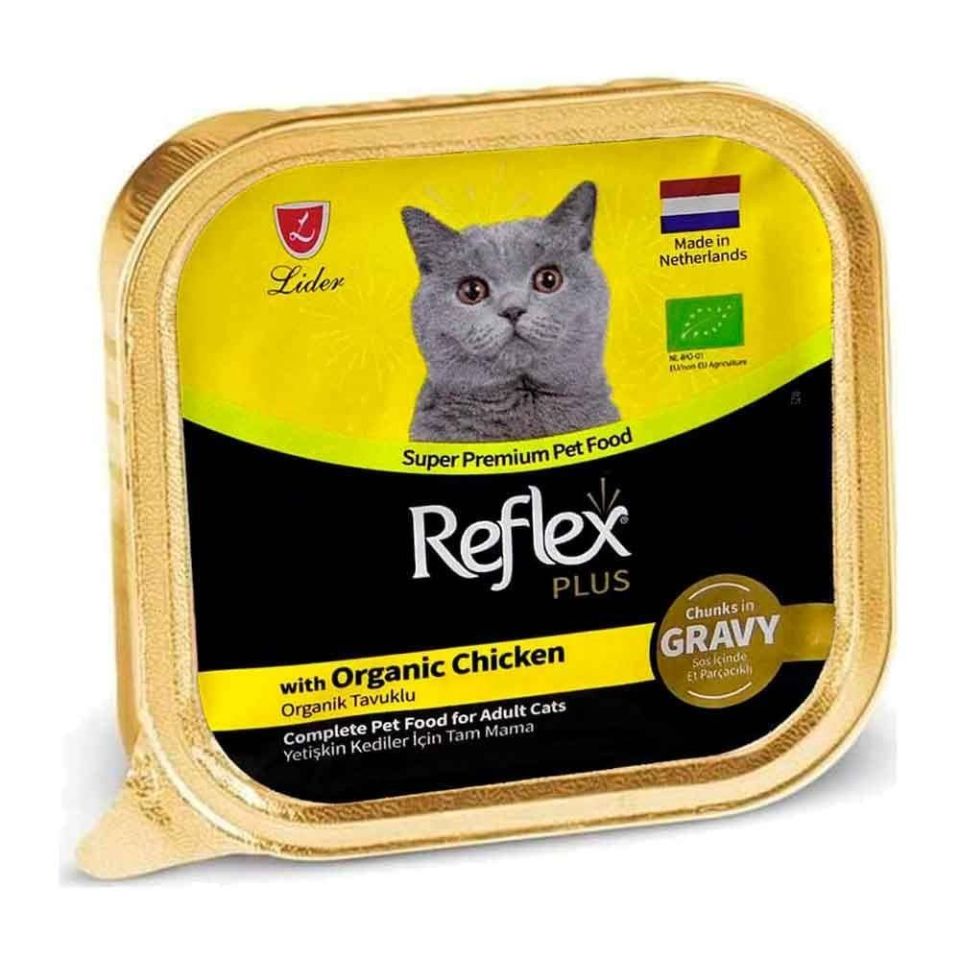 Reflex Plus Sos İçinde Parça Organik Tavuk Etli Yetişkin Kedi Konservesi 85gr
