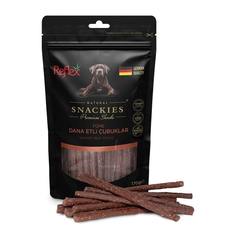 Reflex Snackies Natural Füme Dana Etli Tahılsız Köpek Ödül Çubuğu 170gr