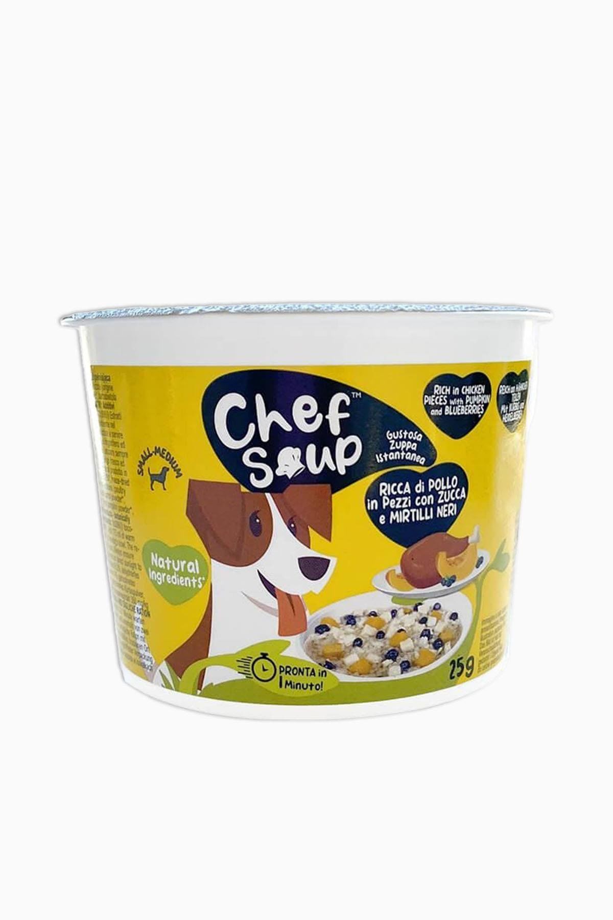 Chef Soup Tavuk Yaban Mersini Bal Kabaklı Küçük ve Orta Irk Köpekler İçin Hazır Çorba 25gr