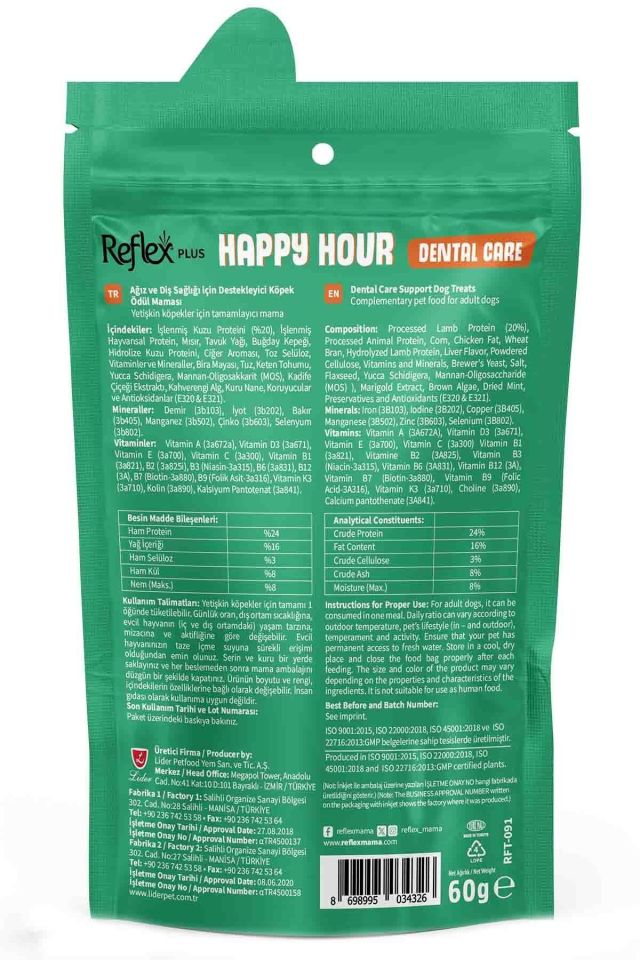 Reflex Plus Happy Hour Ağız ve Diş Sağlığı Destekleyici Köpek Ödül Maması 60gr