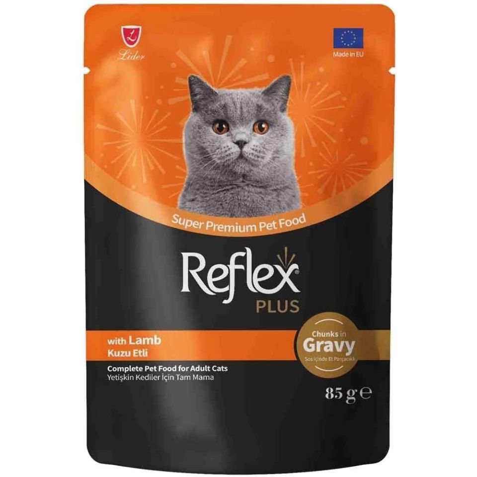Reflex Plus Sos İçinde Et Parçacıklı Kuzu Etli Yetişkin Kedi Maması 85 G