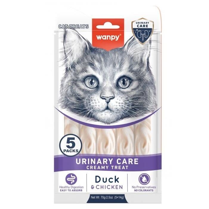 Wanpy Urinary Care Ördekli ve Tavuklu Üriner Sistem Desteği Krema Kedi Ödül Maması 5X14GR
