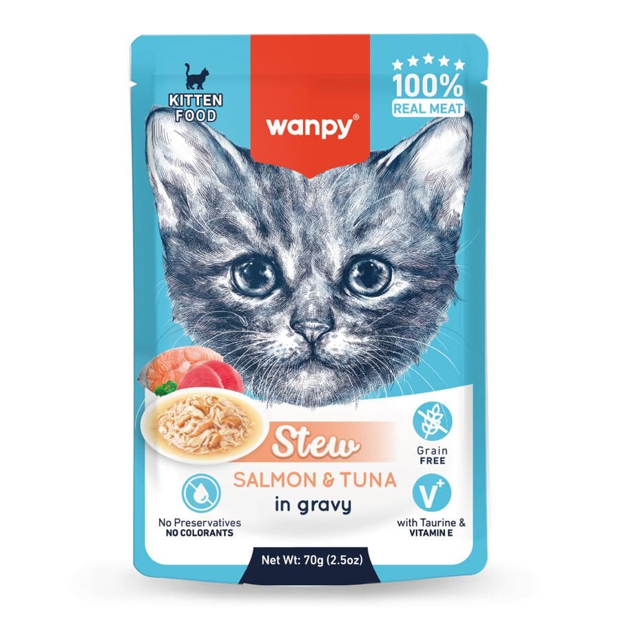 Wanpy Yavru Somon&Ton Balıklı Yaş Kedi Maması 70g