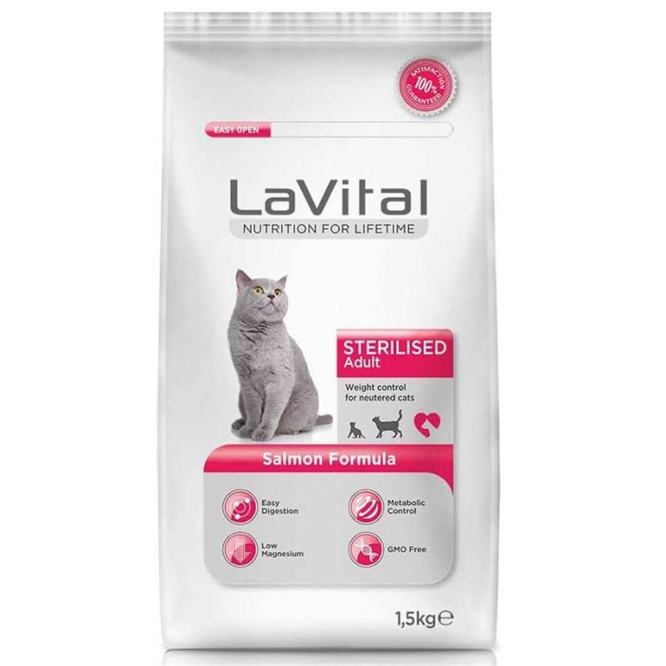 LaVital Somonlu Kısırlaştılmış (Sterilised) Yetişkin Kedi Maması 1,5kg