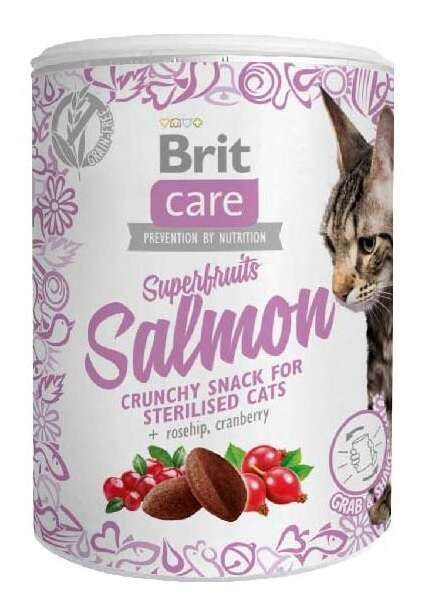 Brit Care Superfruits Somonlu ve Kızılcıklı Kıtır Kısırlaştırılmış Kedi Ödül Maması 100gr