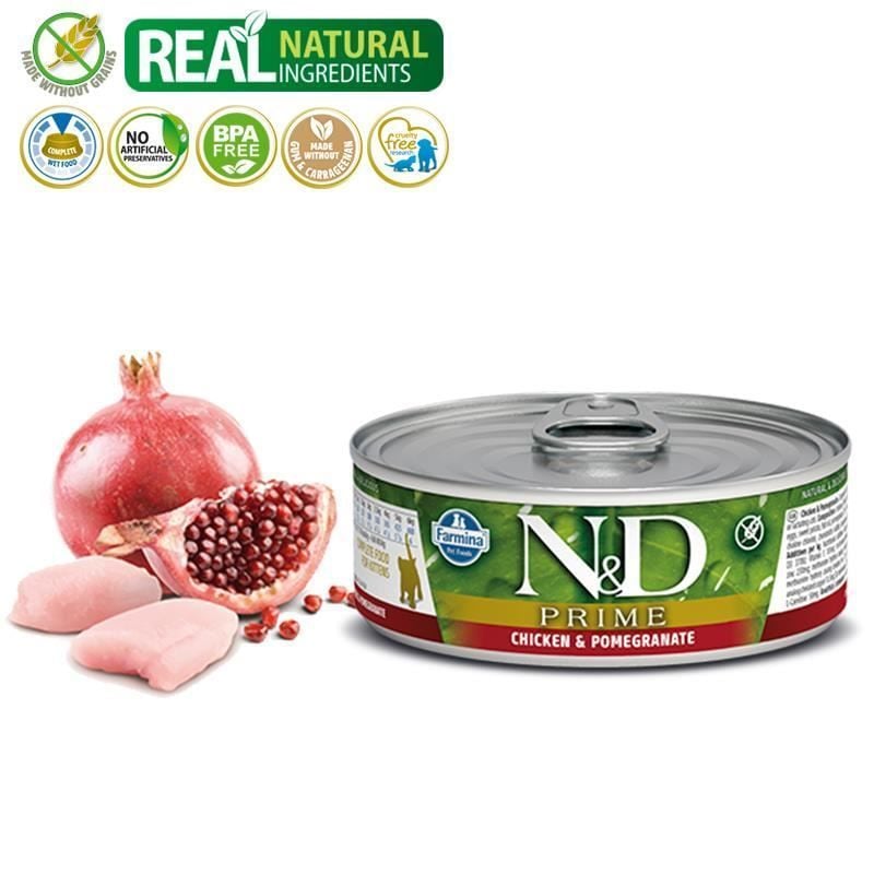 N&D Prime Tavuklu ve Narlı Tahılsız Yavru Kedi Konservesi 70gr