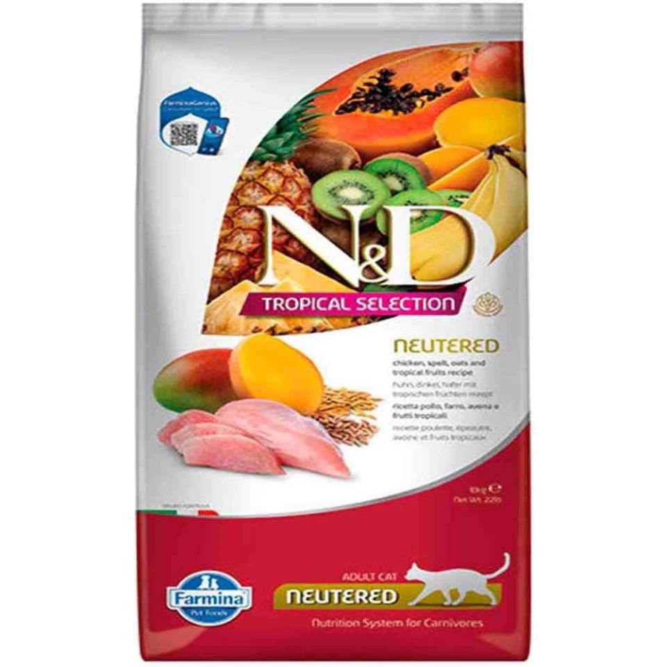 N&D Tropical Selection Tavuklu ve Tropikal Meyveli Kısırlaştırılmış Kedi Maması 10kg