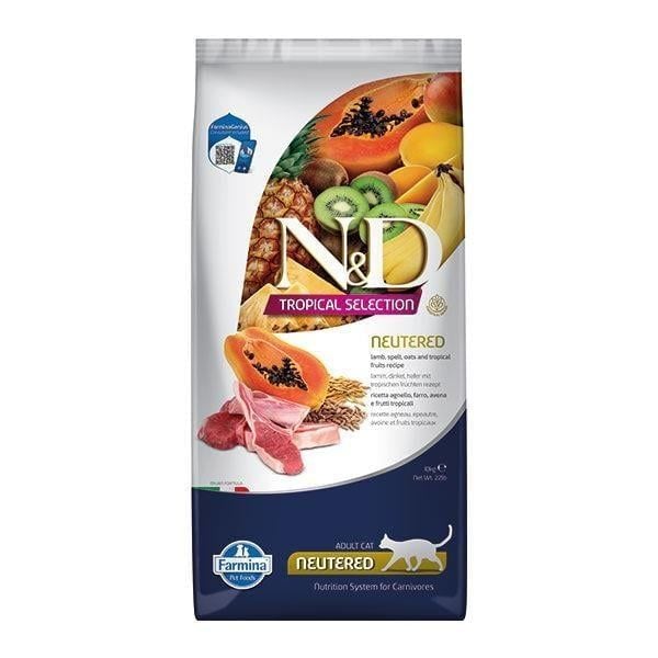 N&D Tropical Selection Kuzu Etli ve Tropikal Meyveli Kısırlaştırılmış Kedi Maması 10 kg